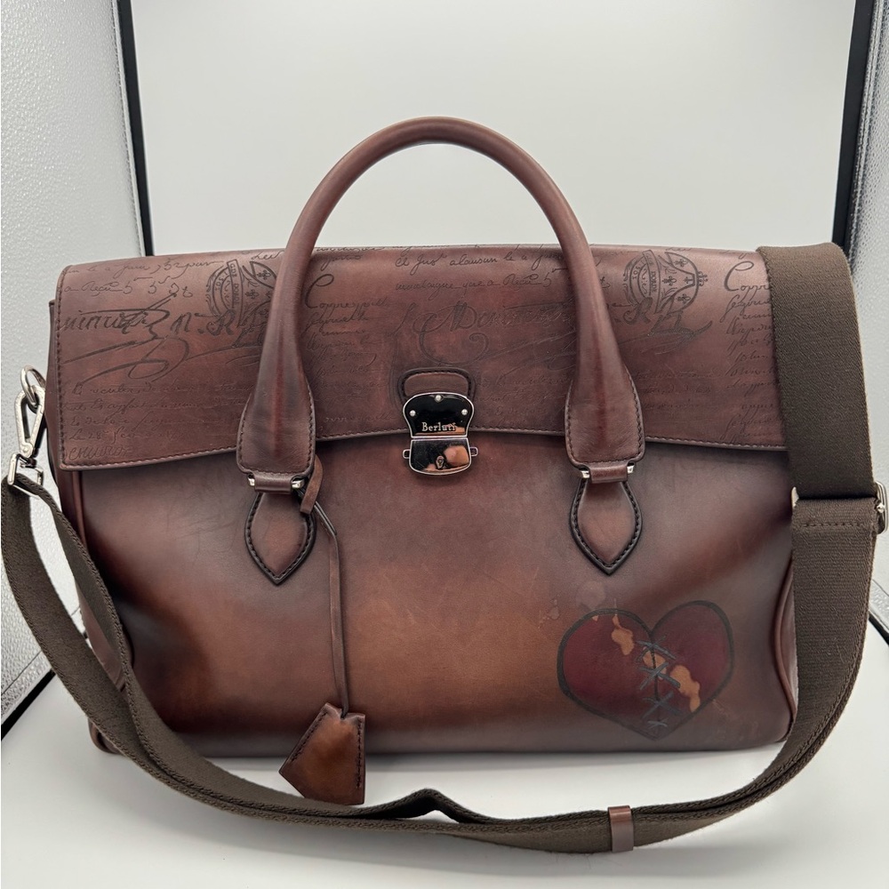 Berluti E'mio Scritto Leather Briefcase